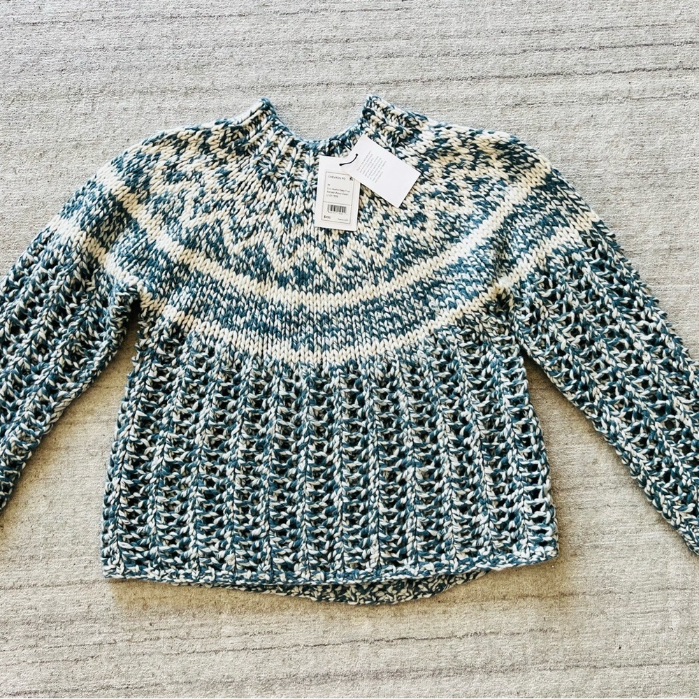 Theory - Chevron -  Blue and Cream Women's Sweater NEW with Tags - Picture 4 of 7